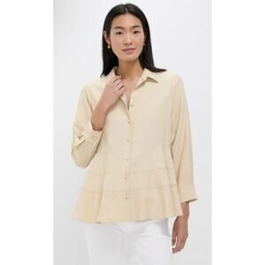 Tuckernuck Pomander Place Tan Ashen Blouse Peplum Shirt Minimalist Size XXL NWT